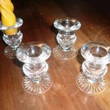 4 molded glass candle holders