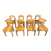 Chaises de salle à manger en pin vintage - années 1980 - ensemble de 8