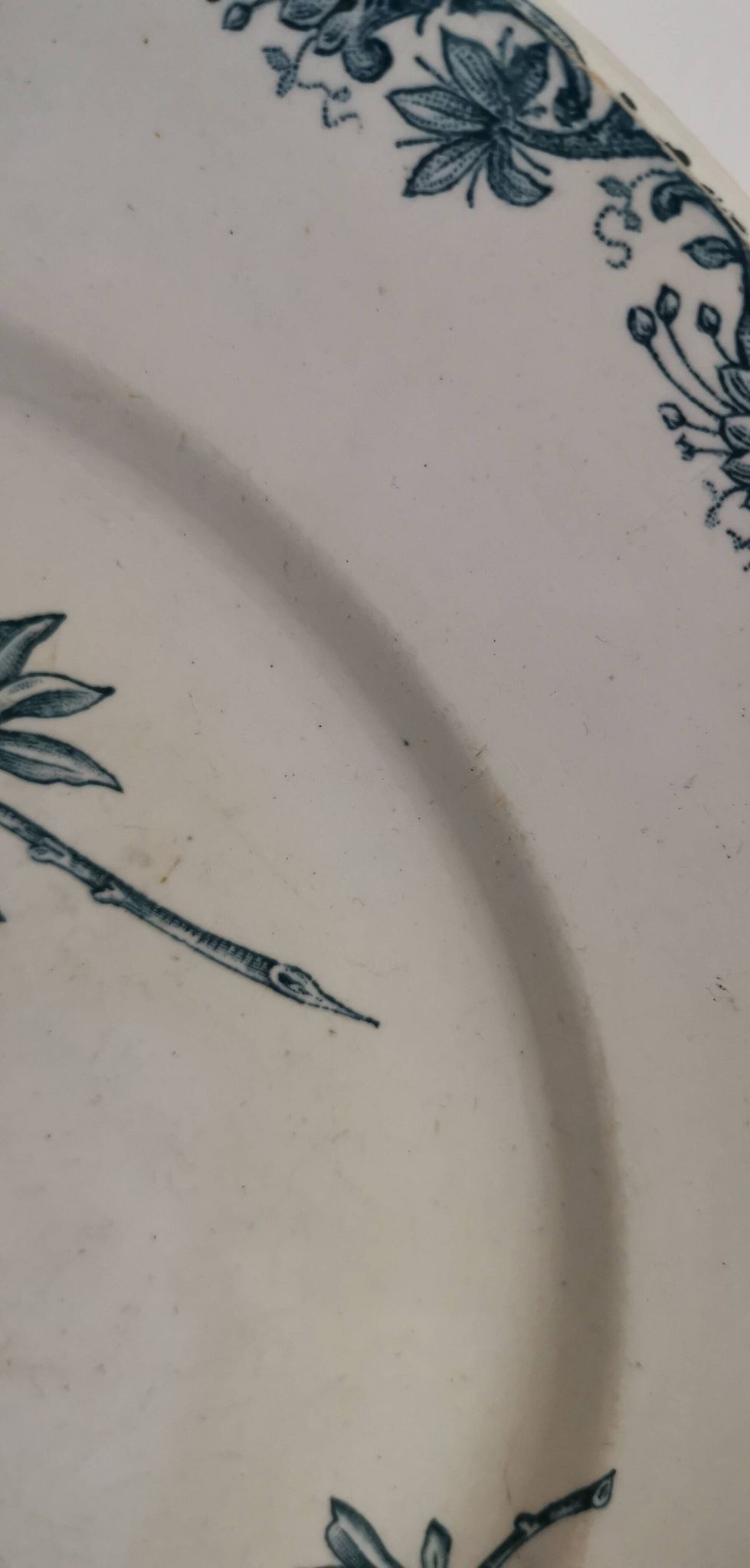 Plat rond en céramique de Sarreguemines modèle Flore