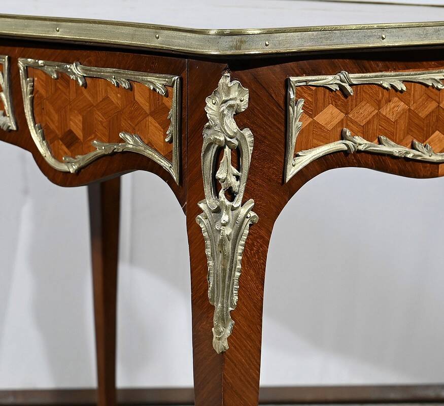 Rosewood and Marquetry Desk Table, Louis XV style – Early 20th century