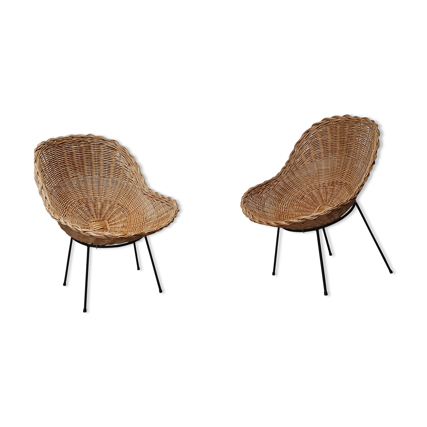 Pair of rattan basket chairs