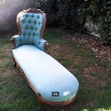 Récamier/Ancienne méridienne style baroque turquoise 1840