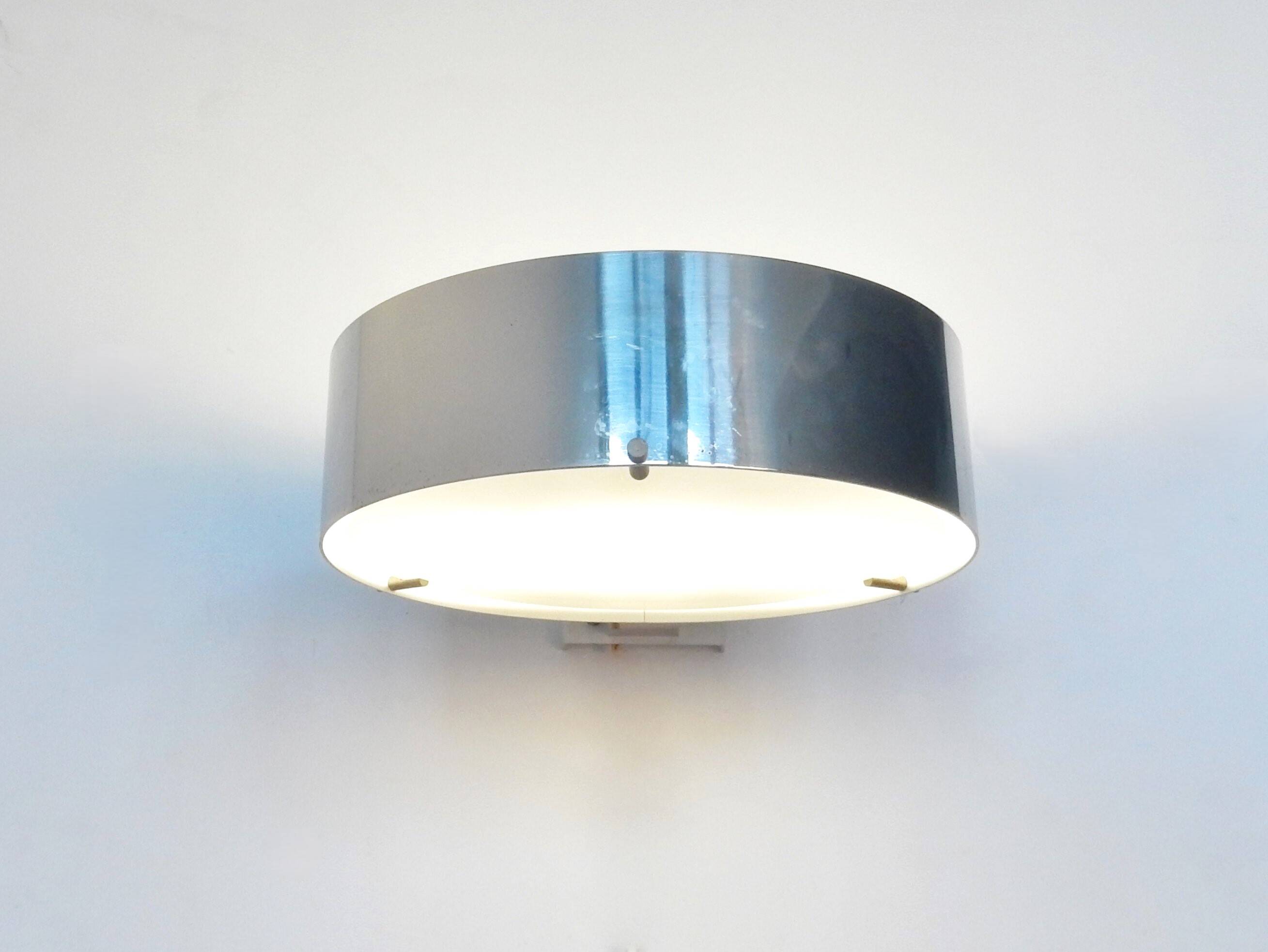 Chromed metal and glass wall lamp by Bruno Gatta for Stilnovo, Italy 1960's