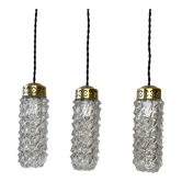 Lot 3 old vintage molded glass pendant lamps