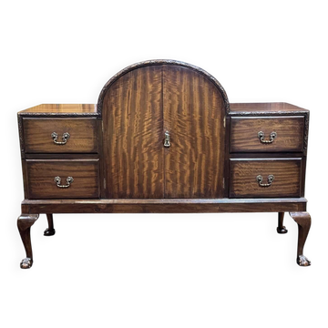 Buffet bar anglais des années 1930 en noyer et acajou