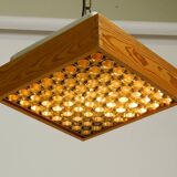 Beautiful 1970s square ceiling lamp made of pine wood by Alda Sweden