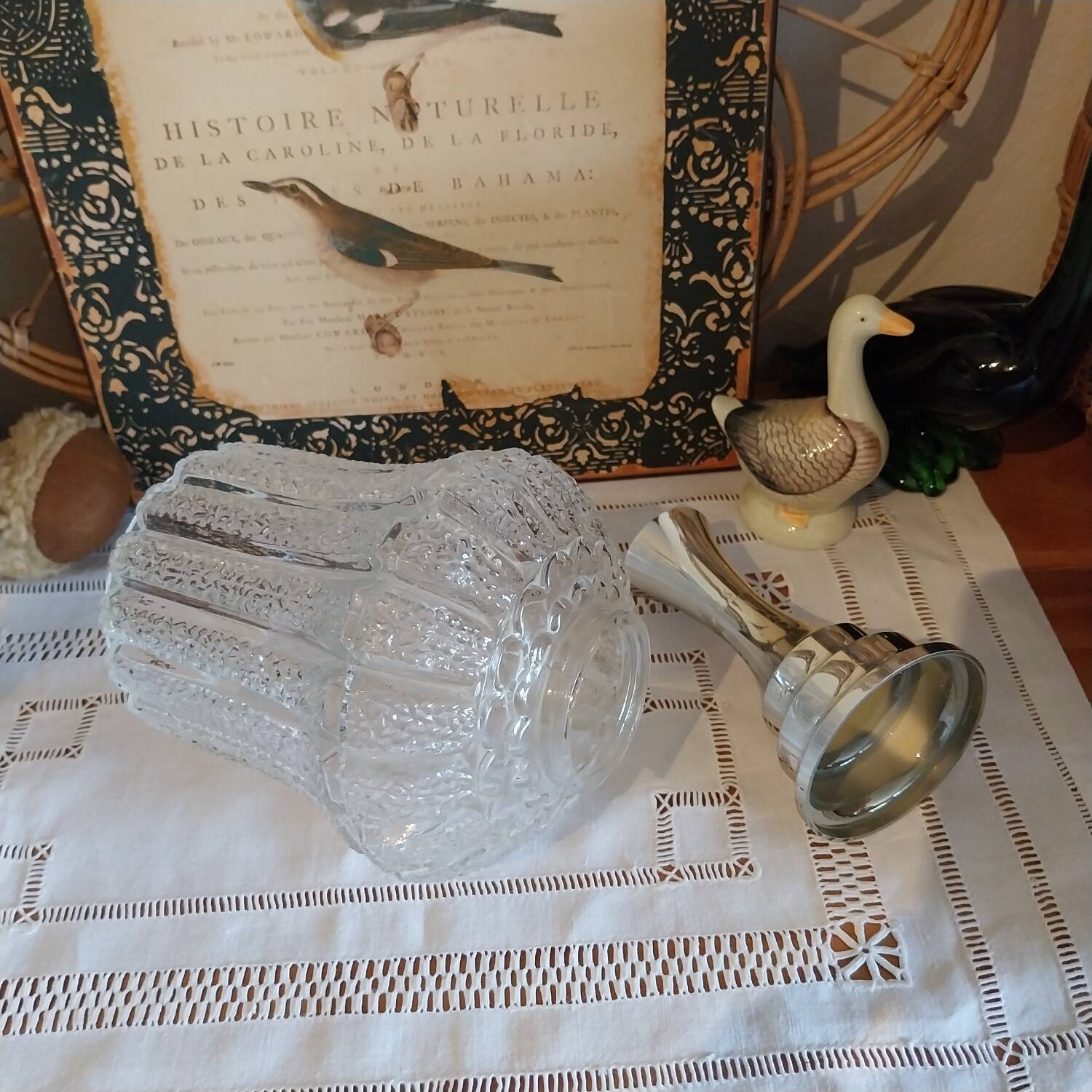 Vintage textured glass lampshade