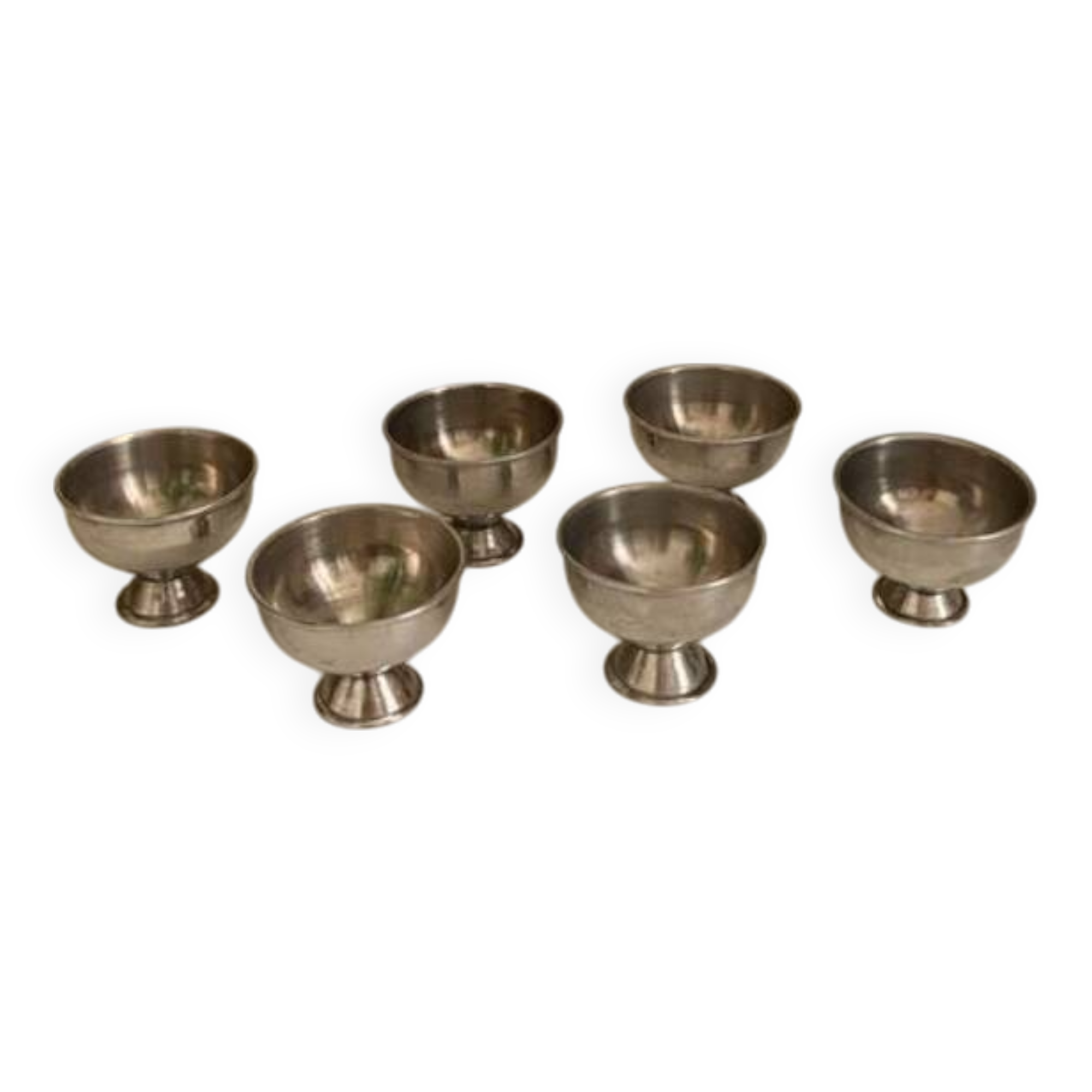 Set of 6 silver-plated metal egg cups