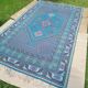 Tunisian carpet in turquoise wool and fuchsia 157x267cm