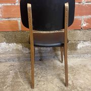 Vintage Scandinavian Chair Beech + Black Skai Seat & Back 60s