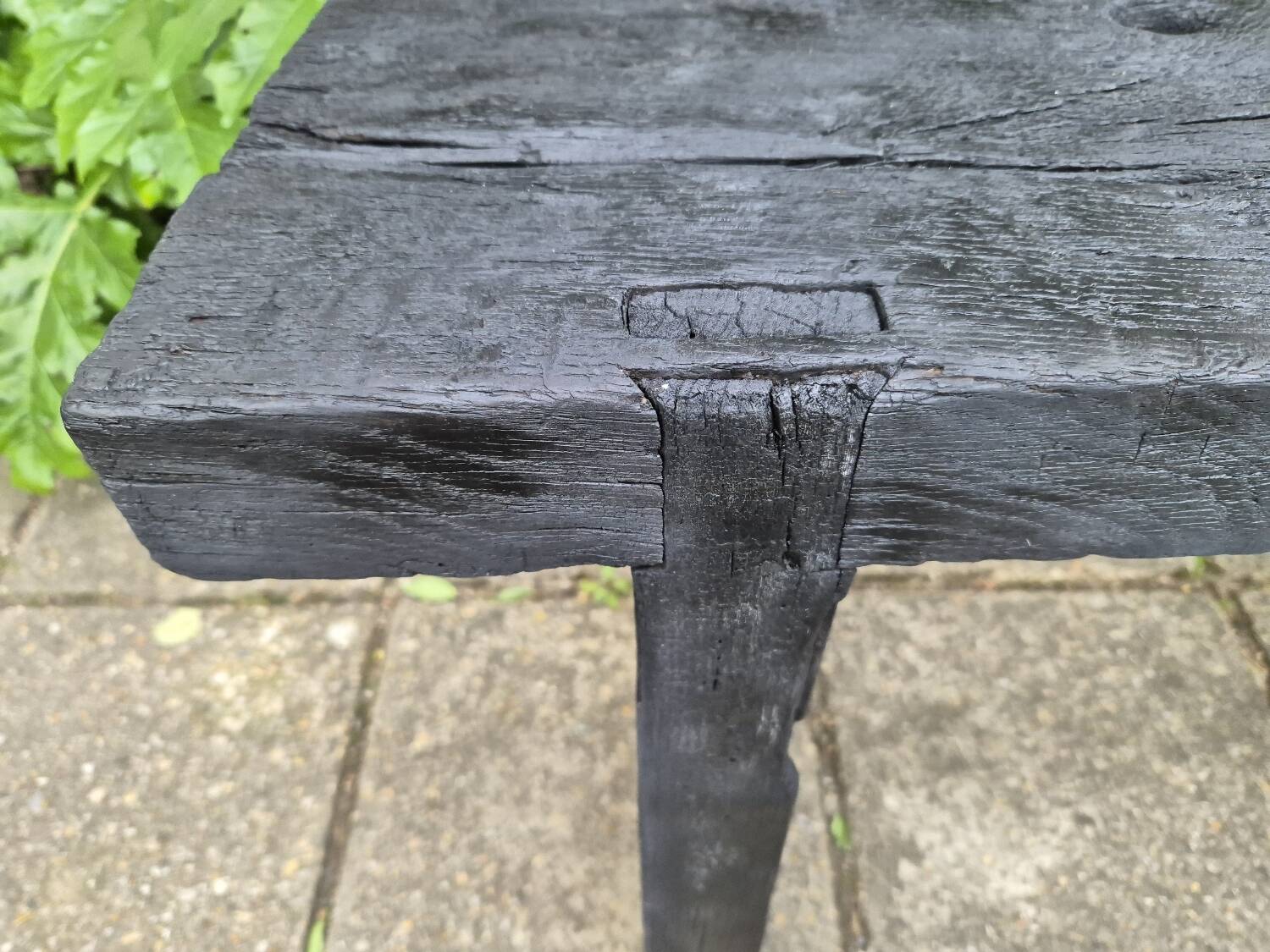 Shou sugi ban burnt wood console workbench