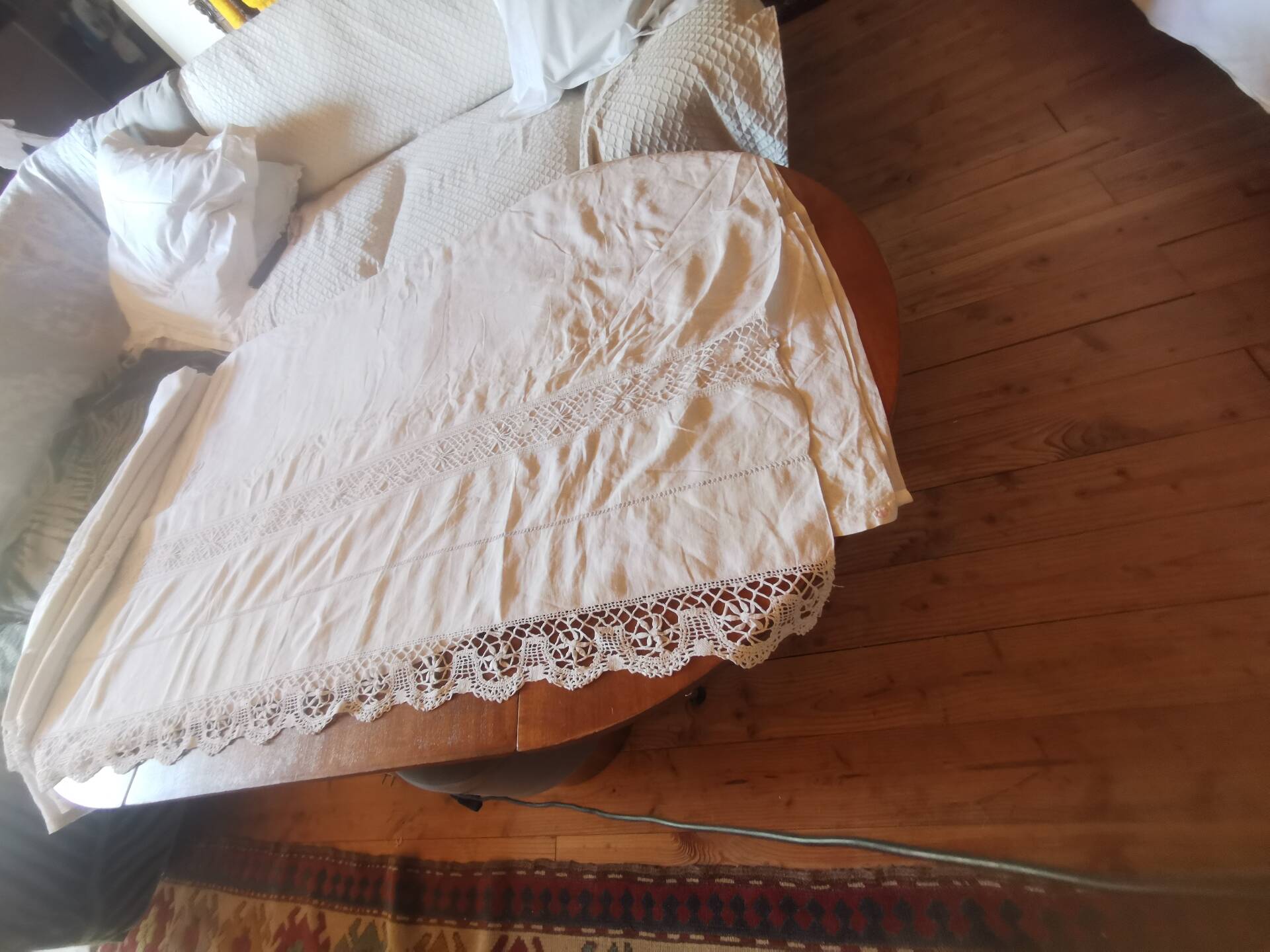 Antique linen cloth monogrammed CP