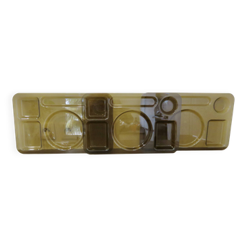 Série de 3 plateaux  Guzzini, en abs fumé transparent, 1970, Italy, vintage