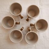 Lot de 6 tasses à café en grès, motif fleurs