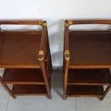 Set of 2 rattan side tables / bedside tables from the 60s