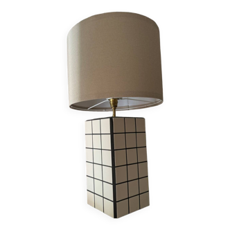 Lampe carrelage mosaïque beige et noir