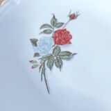 8 assiettes à dessert et plat de service moulin des loups motif rose