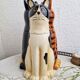 Cat cookie jar, ceramic cookie jar three vintage cats