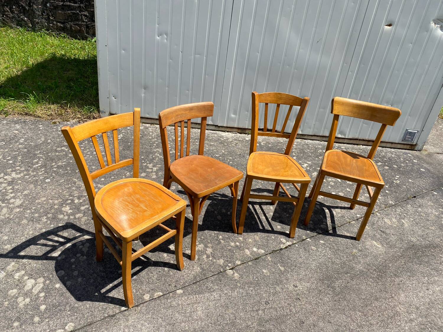 Set of 4 honey-colored bistro chairs