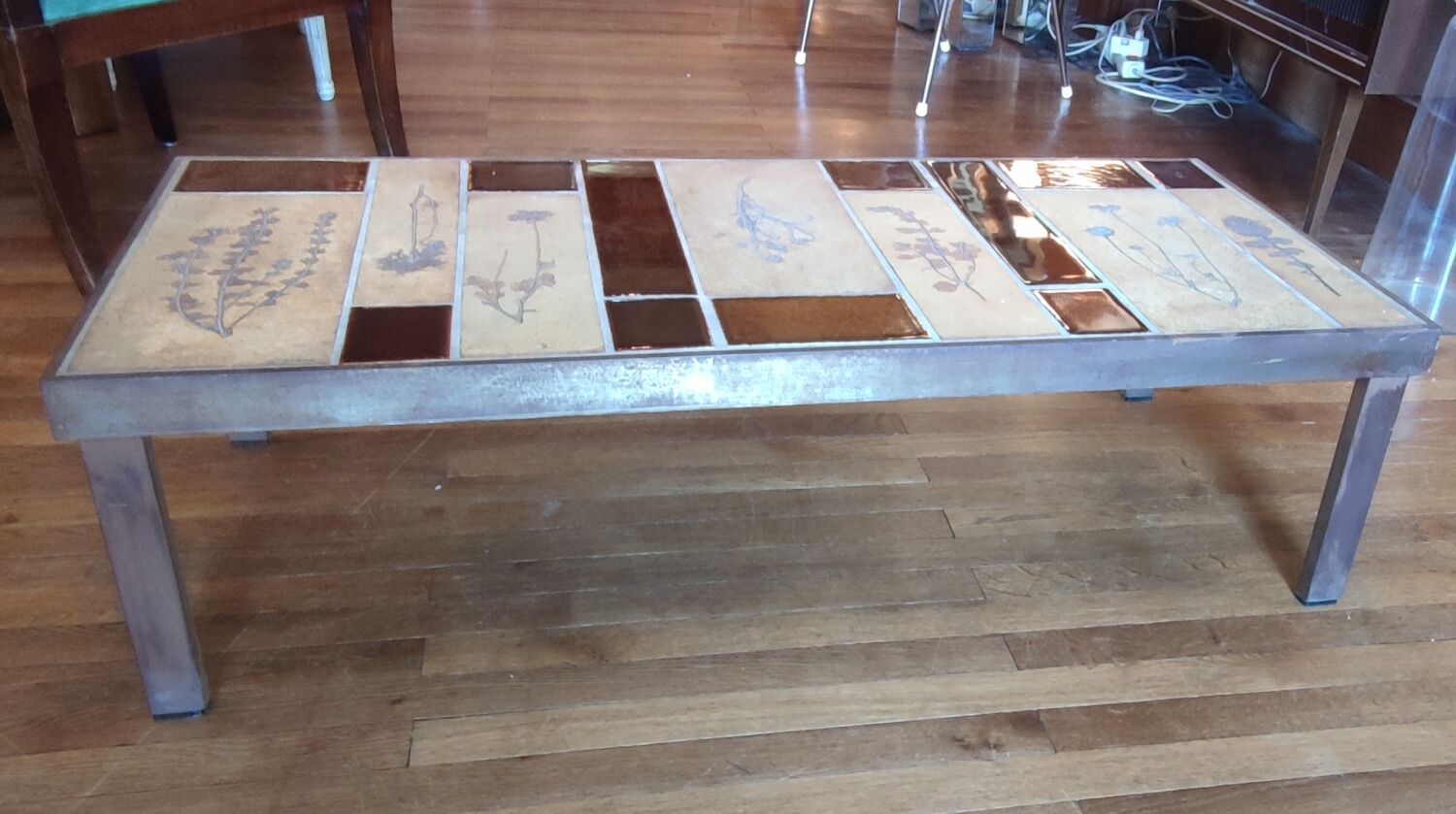 Coffee table herbarium décor Roger Capron Vallauris