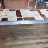 Coffee table herbarium décor Roger Capron Vallauris