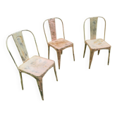 Ensemble de 3 chaises de bistrot / de jardin inspirées par le style art nouveau Tolix.