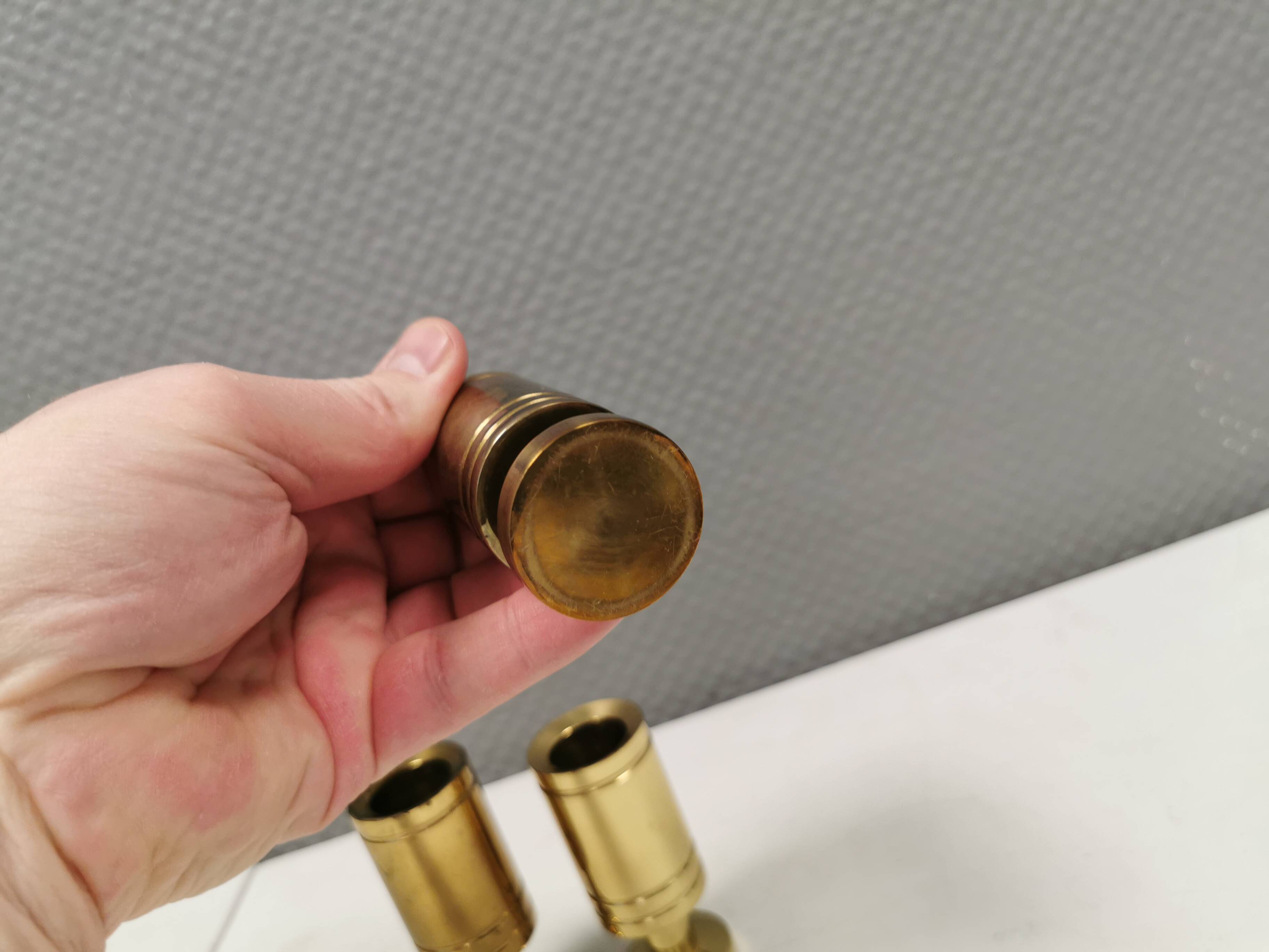 3 beautiful Danish designed candle holders in solid brass.