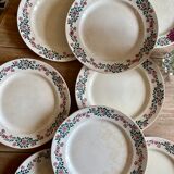 Set of 8 flat plates vintage model Cécile de HBCM