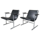 Pair of armchairs " oslo " by rudi verelst for novalux, belgian designer, chrome metal, ca 1970s