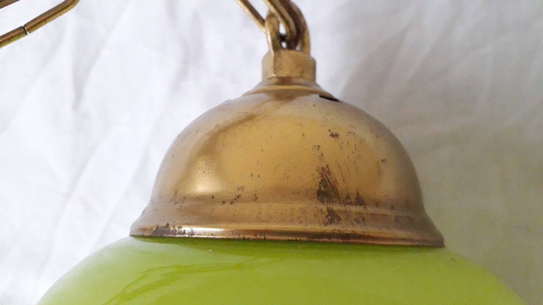 Green and bronze glass pendant light