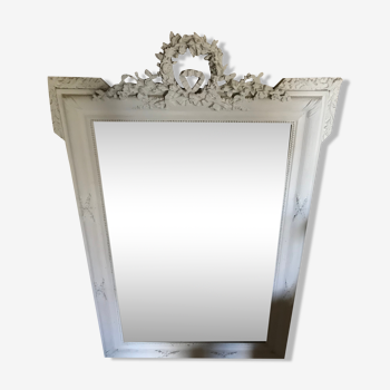 Miroir blanc ornement végétal - 123x84cm