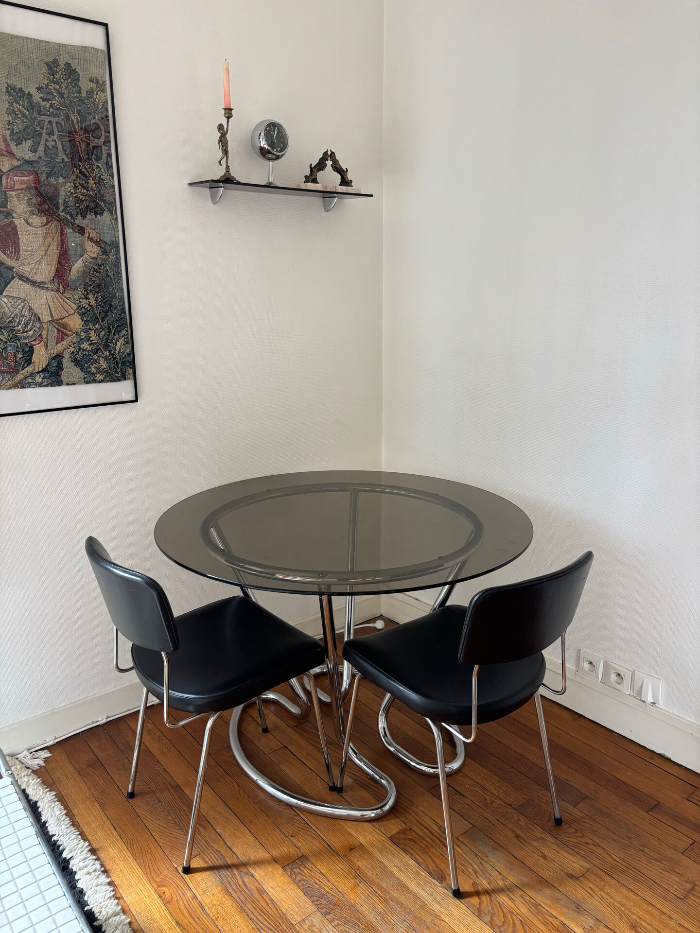 Glass and chrome table 70s Space Age