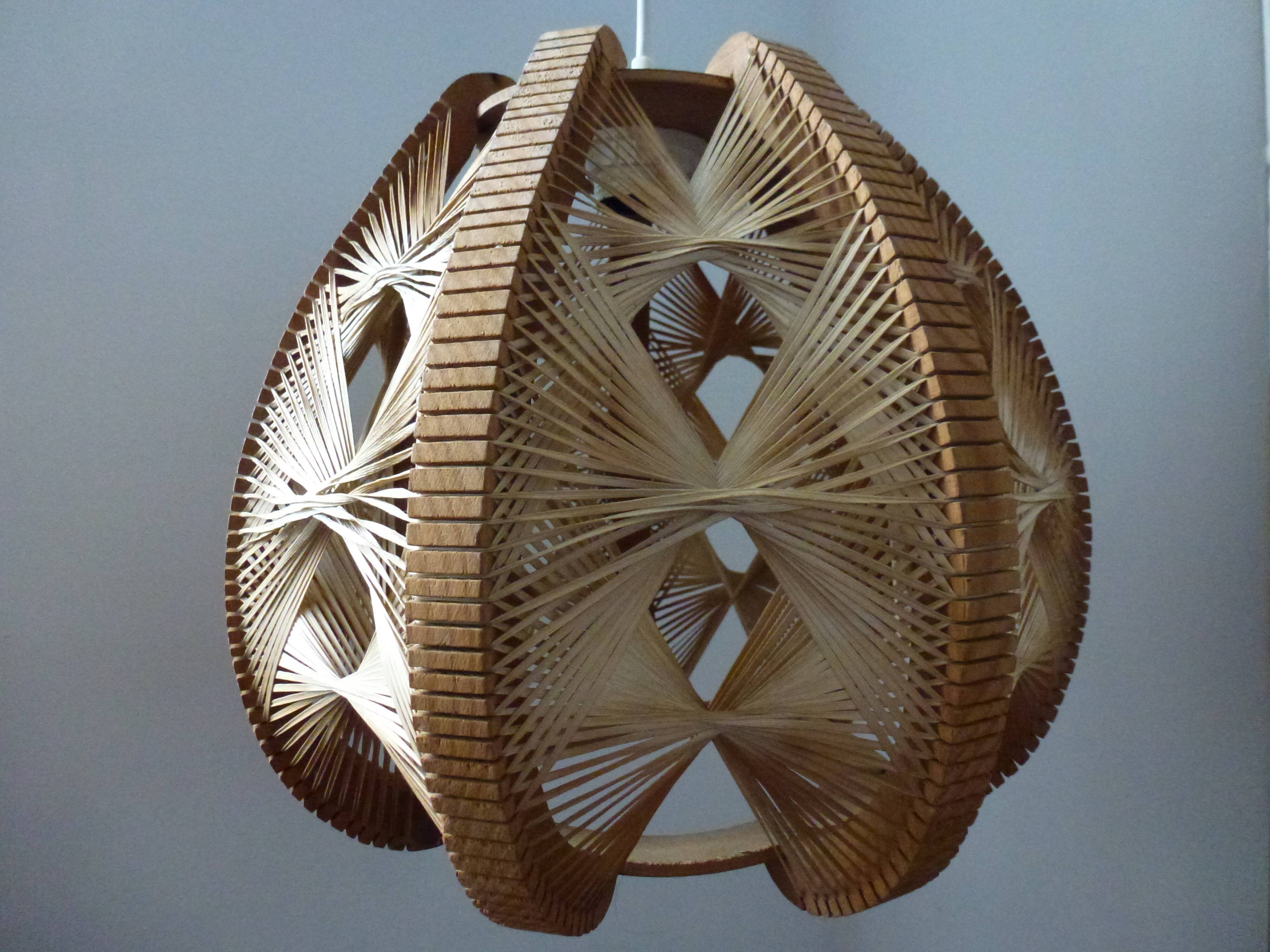 Hanging wood braided yarns Scandinavian design 60-70