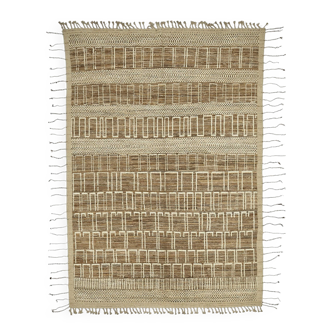 Handmade Turkish One of a Kind 203 cm x 295 cm Beige Wool Carpet