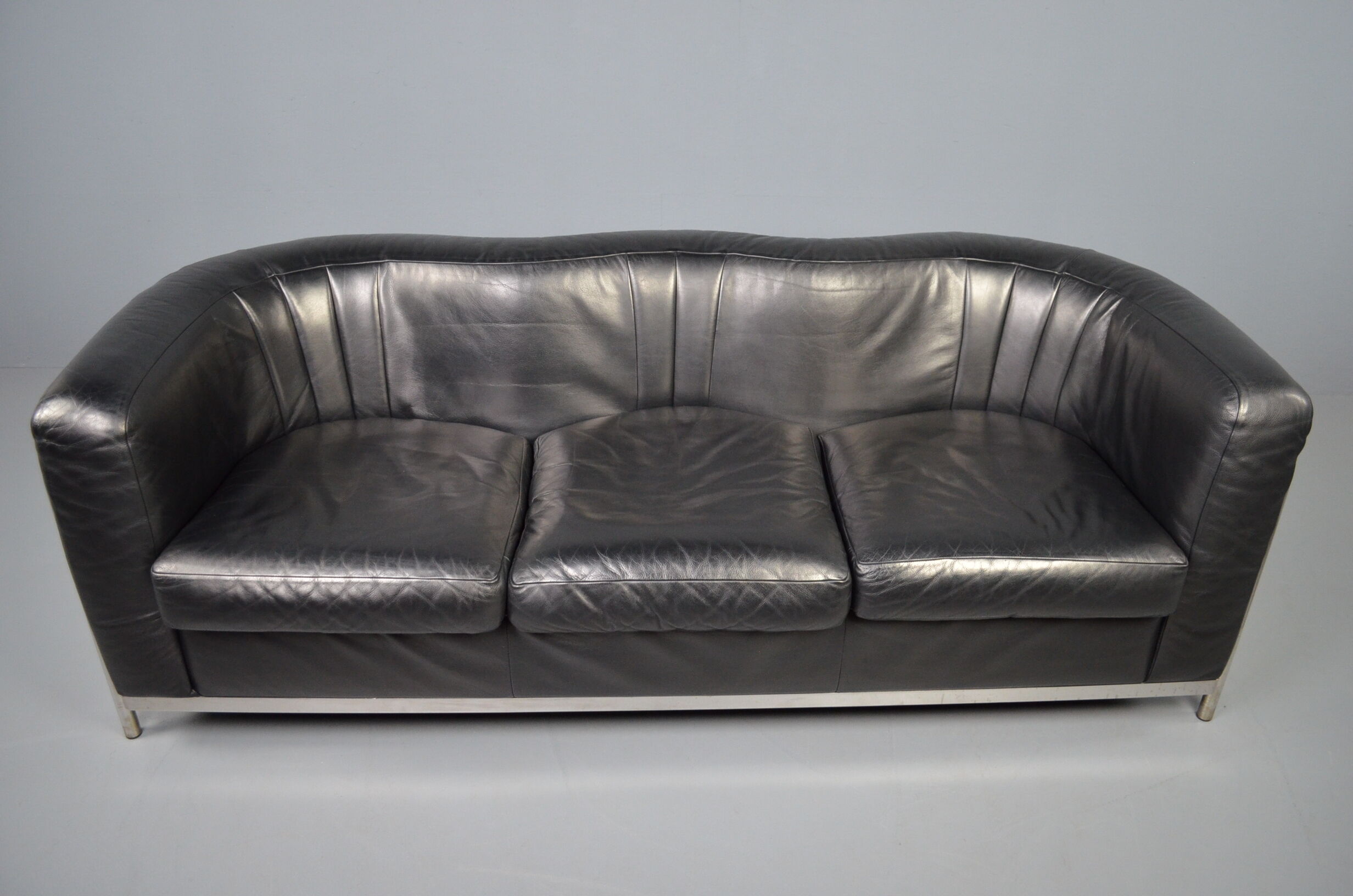 Zanotta 'Onda' 3-seater sofa in black leather
