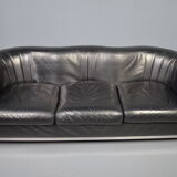 Zanotta 'Onda' 3-seater sofa in black leather