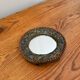 Round mirror in gilded enamelled ceramic with inlay