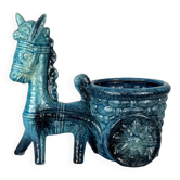 Cache-pot / jardinière bleu turquoise âne vintage
