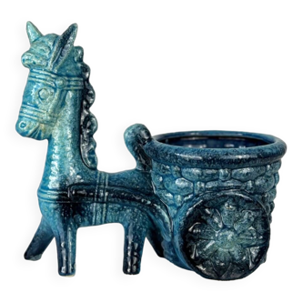 Vintage donkey turquoise blue plant pot / planter