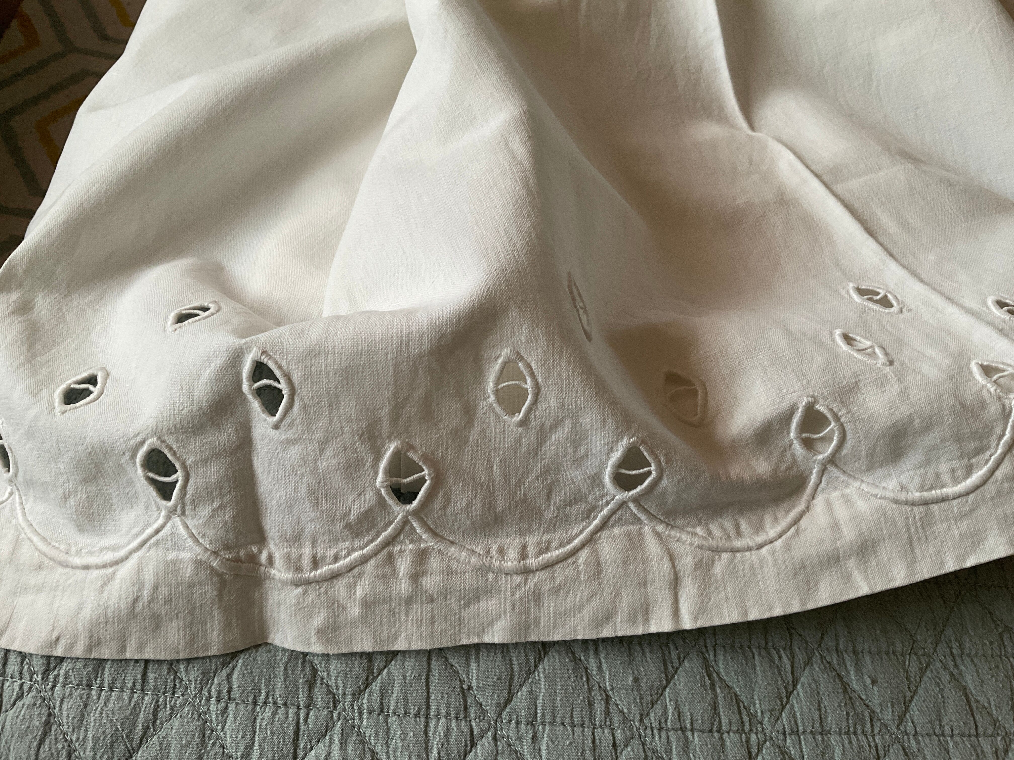 Old linen/cotton sheet openwork top sheet