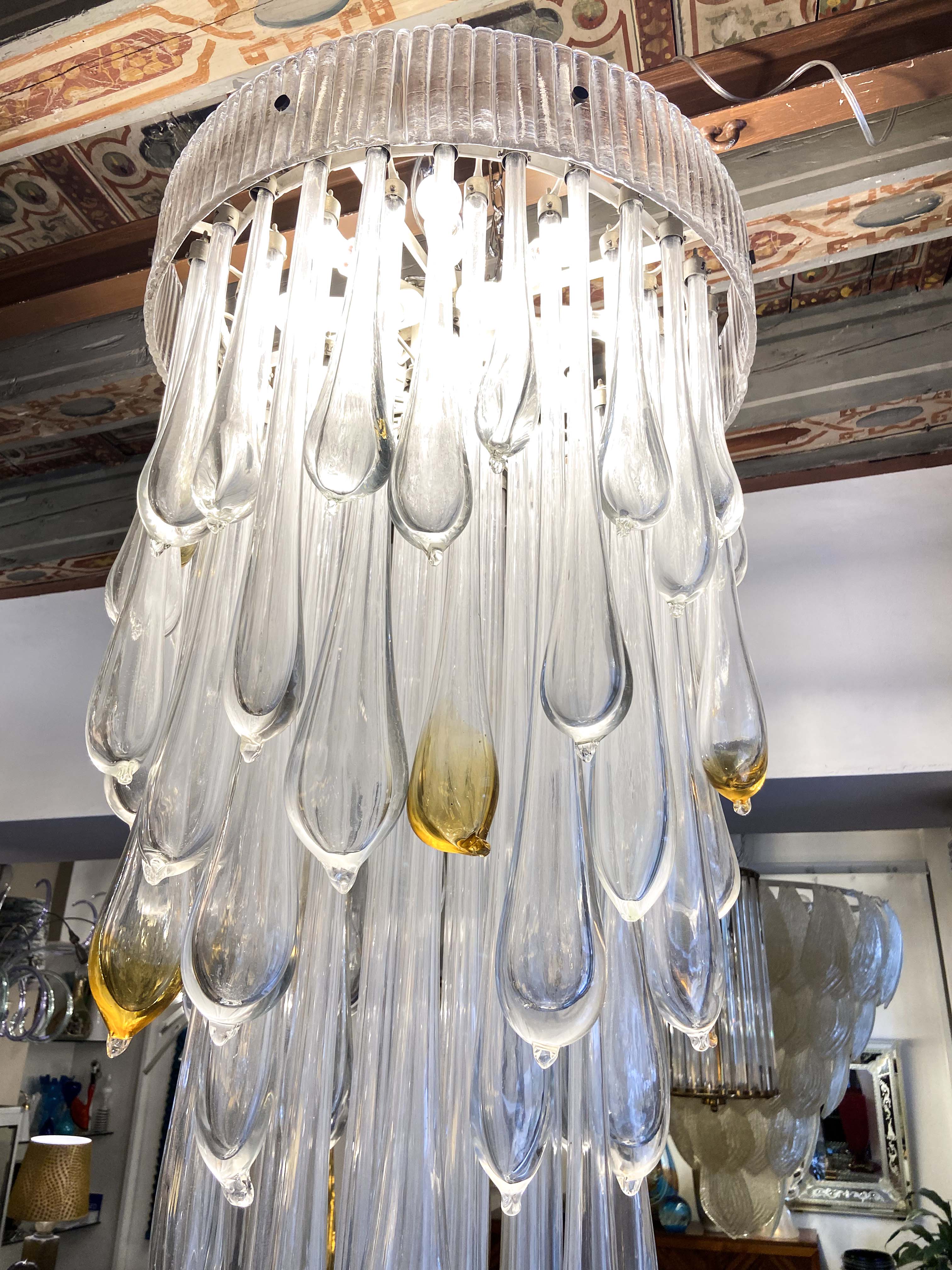 Venini Murano glass chandelier, Italy 1970s