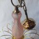 Vintage pink glass drop and flower chandelier pendant light.