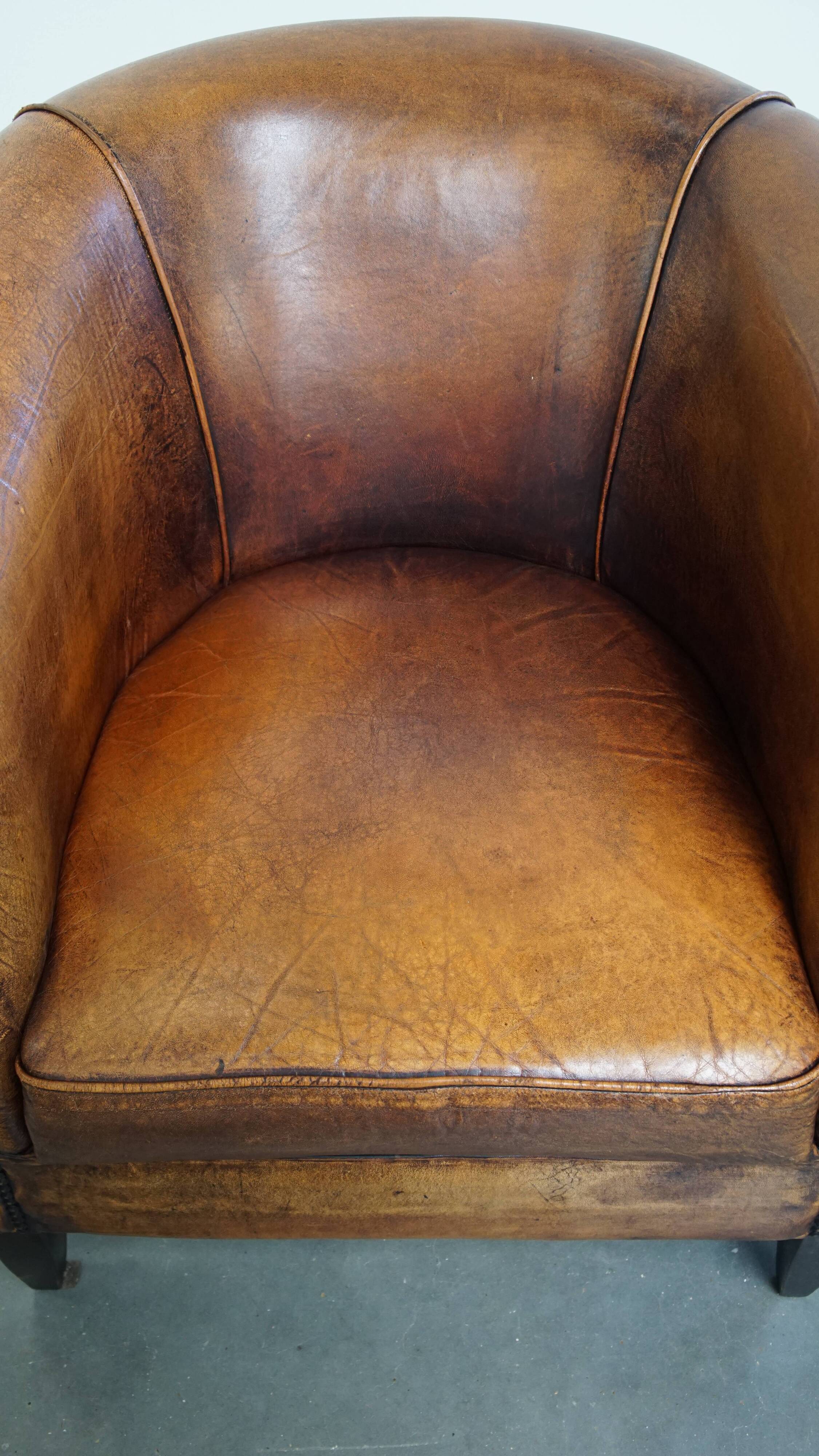 Sheepskin leather club chair