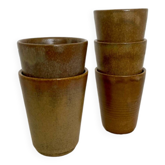 Lot de 5 verres gobelets grès vintage Digoin France