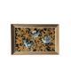 Tableau ancien brodé oiseaux bleus et fleurs - tapisserie encadrée