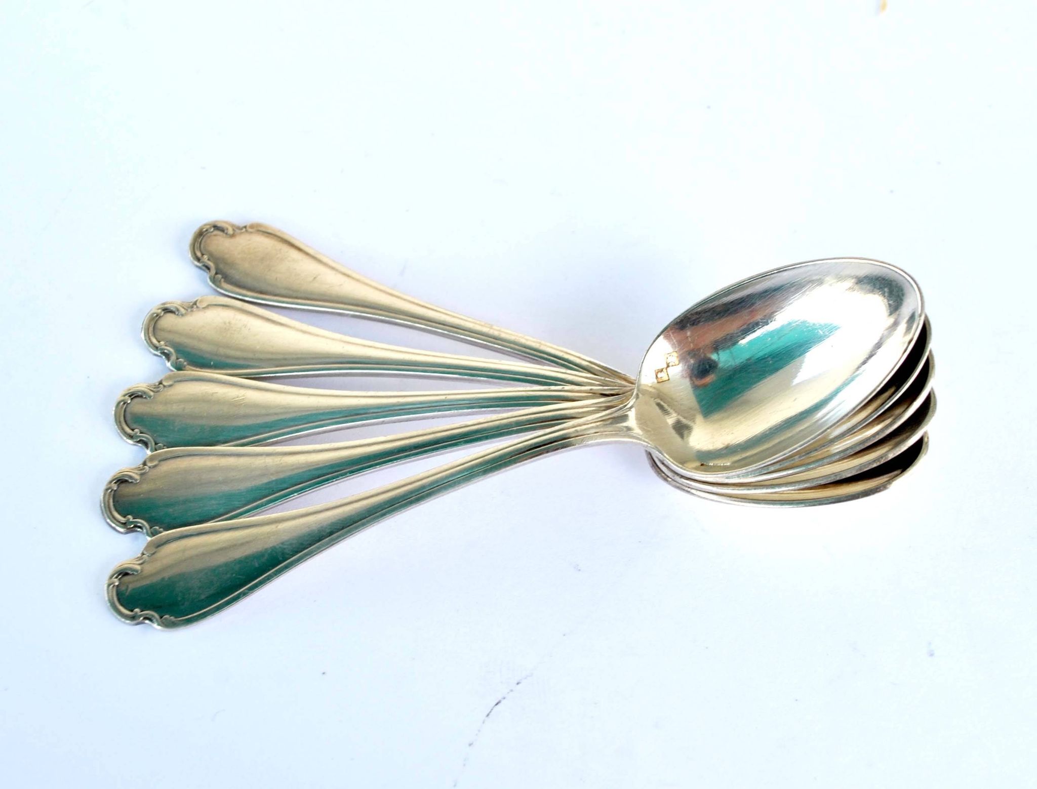 Christofle - set of 5 coffee mocha spoons model pompadour silver metal 10 cm