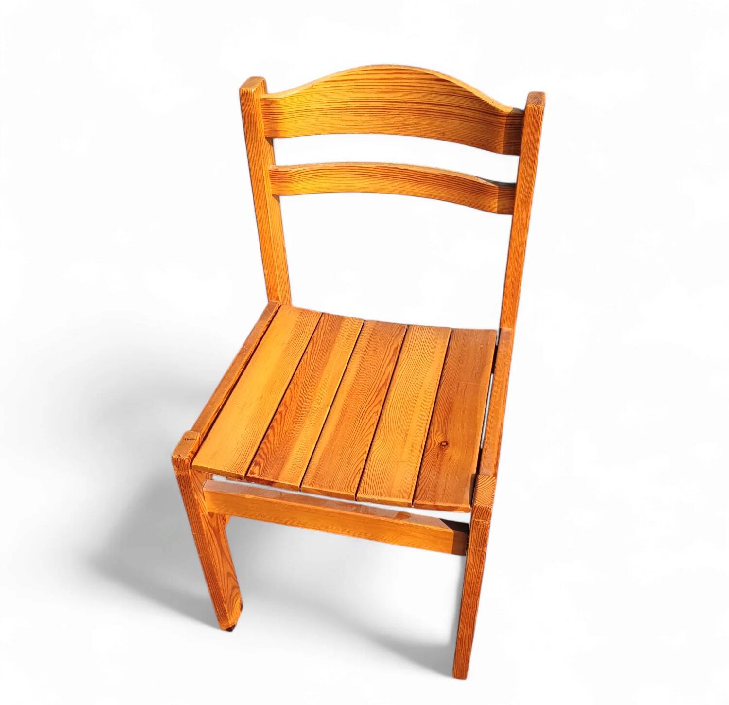 4 chaises de salle à manger en pin des années 1970