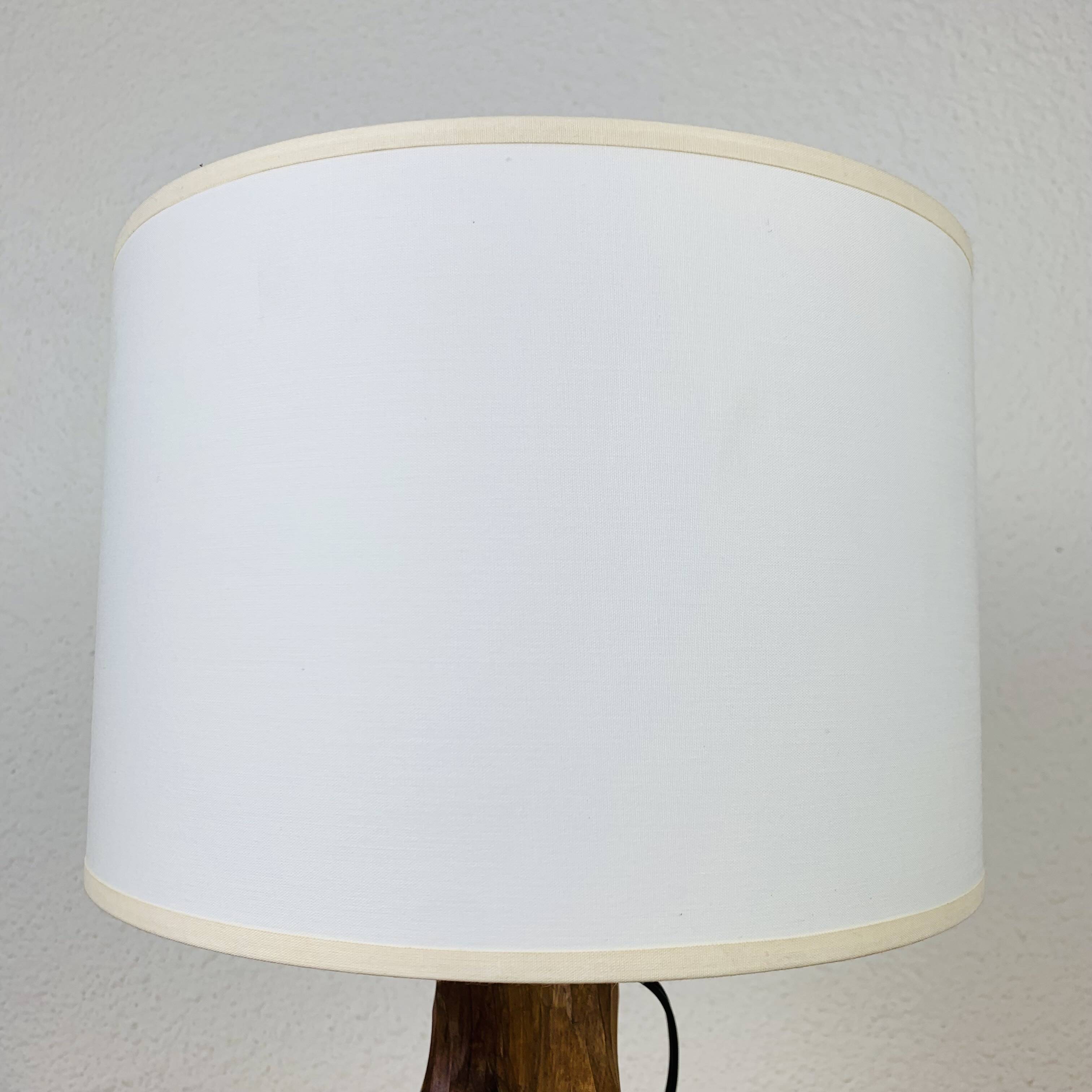 Brutalist gouged wood lamp