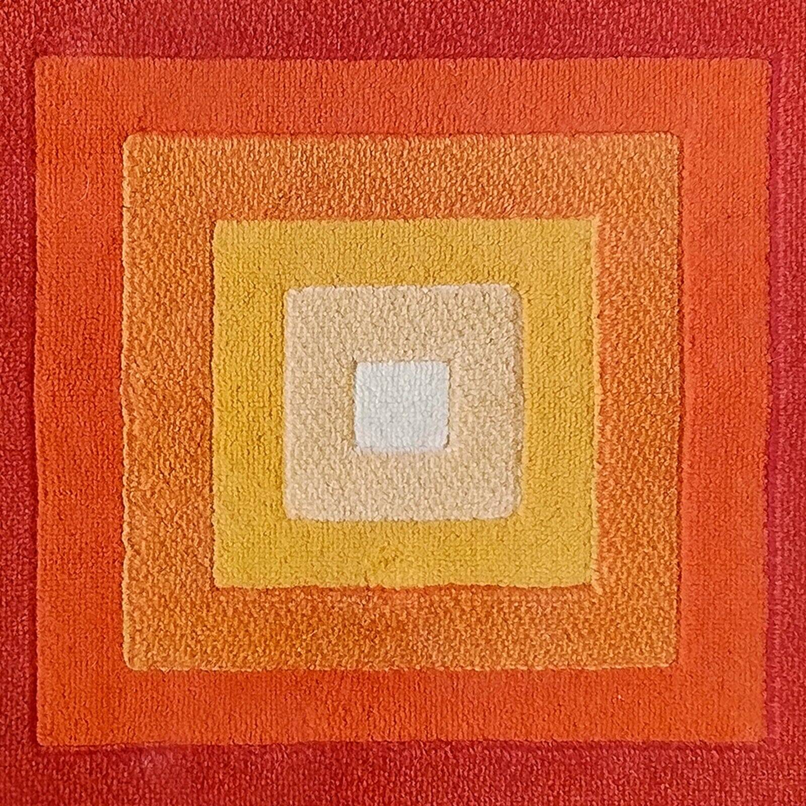 1970s Gorgeous Verner Panton Style "Quadrat" Geometric Op Art Rug. Made in