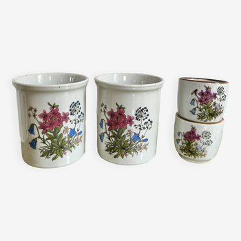 Lot tasses motif fleurs herbier